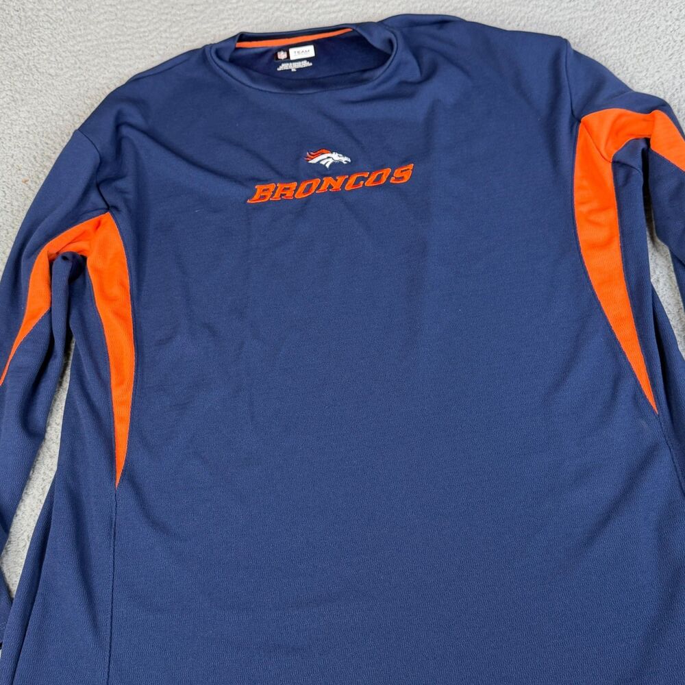 NFL Team Apparel Denver Broncos Shirt Mens XL Blue Orange Long Sleeve Stripe
